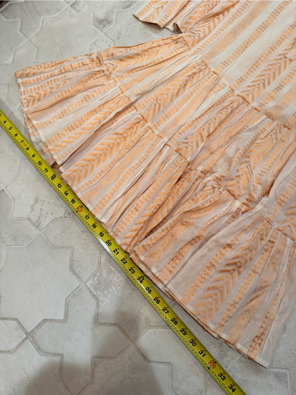 Paani Tiered White & Gold Cotton Swing Dress BNWT - Picture 6 of 8